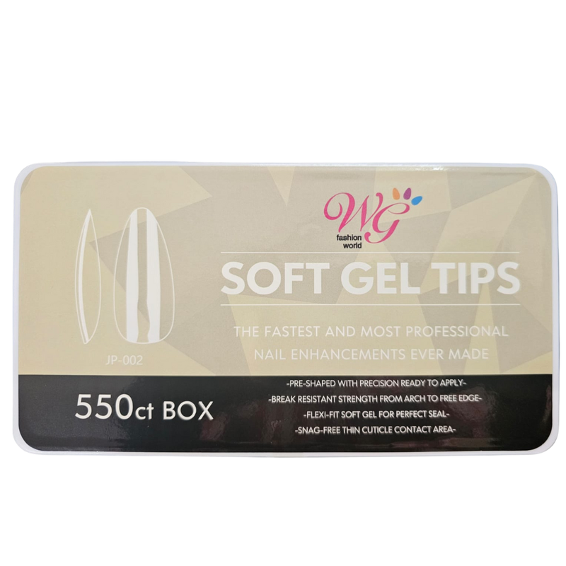 Tips para Soft Gel forma Almendra Caja con 550 piezas press on Manicure