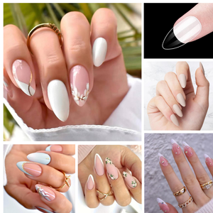 Tips para Soft Gel forma Almendra Caja con 550 piezas press on Manicure