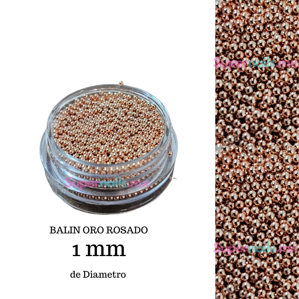 Balin metálico Color Oro Rosado para decoración de uñas (magnético) 12 Gr.