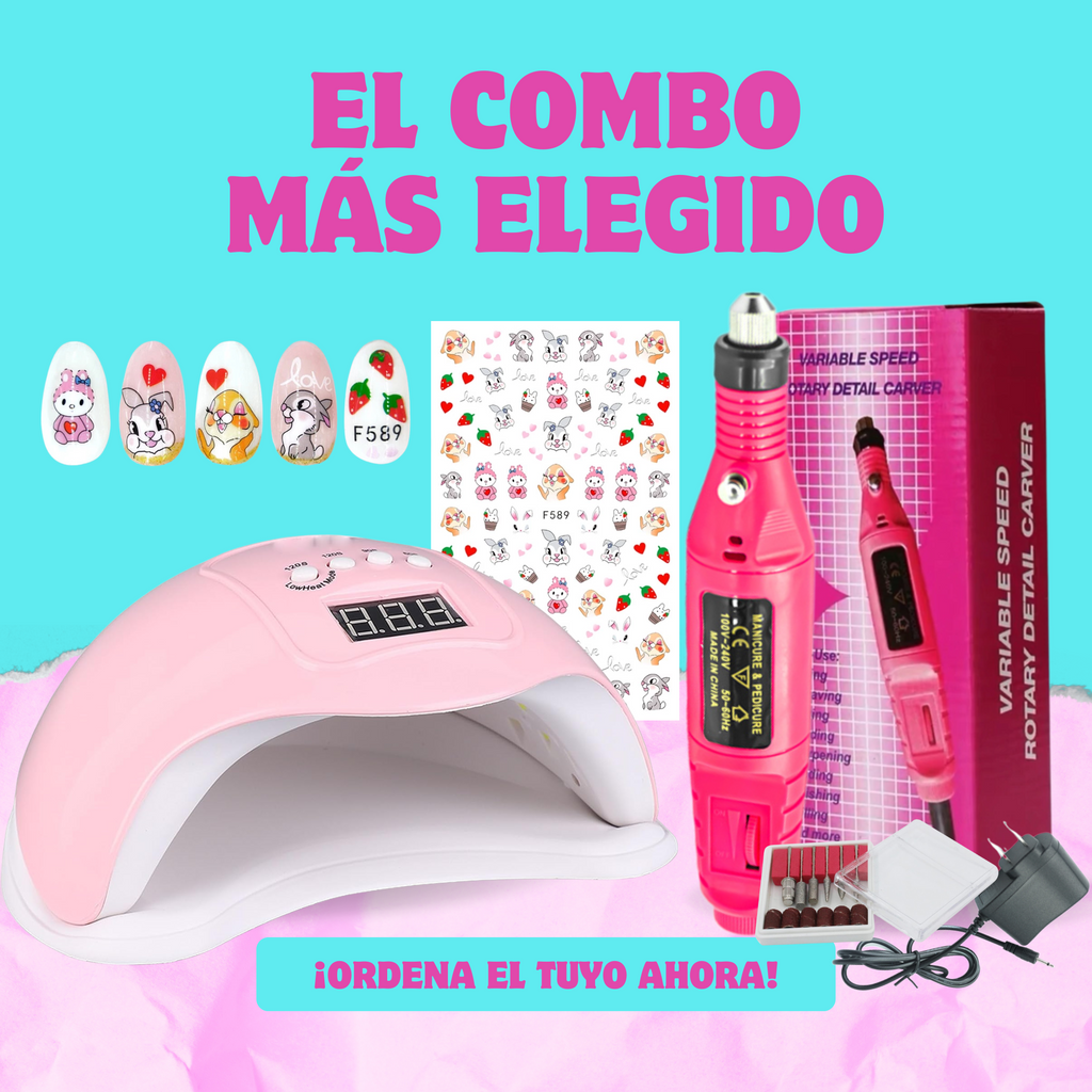 Combo Pulidor Drill Esmerill de Uñas + Lampara Uv Led + Regalo