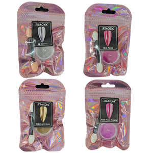 12 Efectos Espejo para decoración de uñas con 12 Aplicadores en bolsa individual