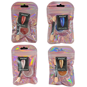 12 Efectos Espejo para decoración de uñas con 12 Aplicadores en bolsa individual