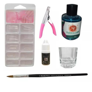 Kit Mc Nails Uñas Acrílicas Básico Grande Estudiantil 20 Piezas