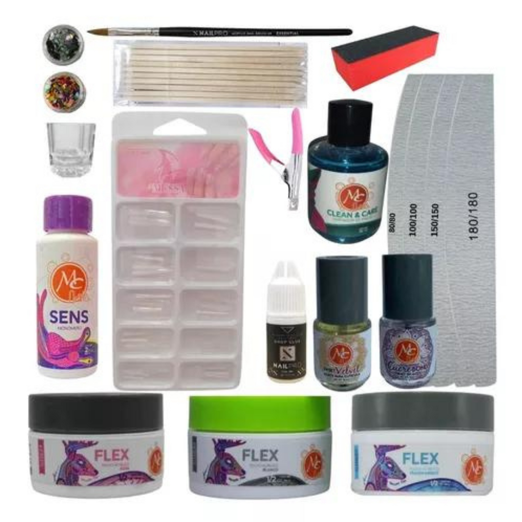 Kit Mc Nails Uñas Acrílicas Básico Grande Estudiantil 20 Piezas