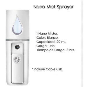 Nanomister Vaporizador Facial Portátil Para Extensiones De Pestañas Blanco