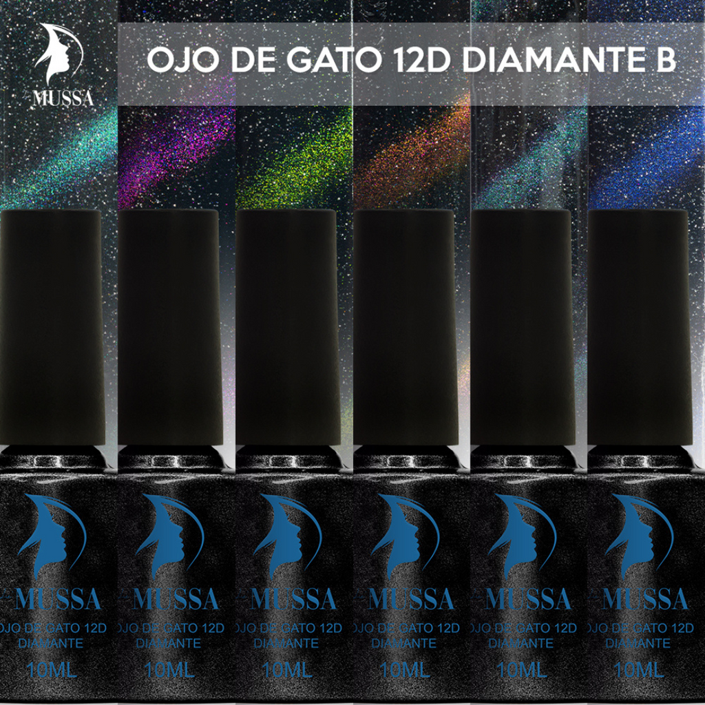 Gelish marca Lé MUSSA Gama B OJO DE GATO Diamante 12D c/6pz