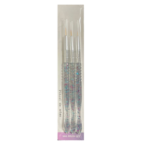 Pincel Liner Fino Para Mano Alzada Uñas Kit con 3 piezas Glitter