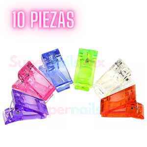 Pinzas Clip Para Polygel- Acrygel Molde Uñas Dual System 10 Piezas