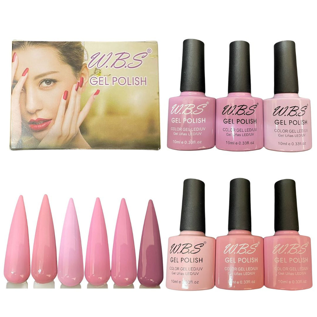 Gel Semipermanente Gamma B De 6 Piezas Marca WBS Para Uñas 10ml c/u