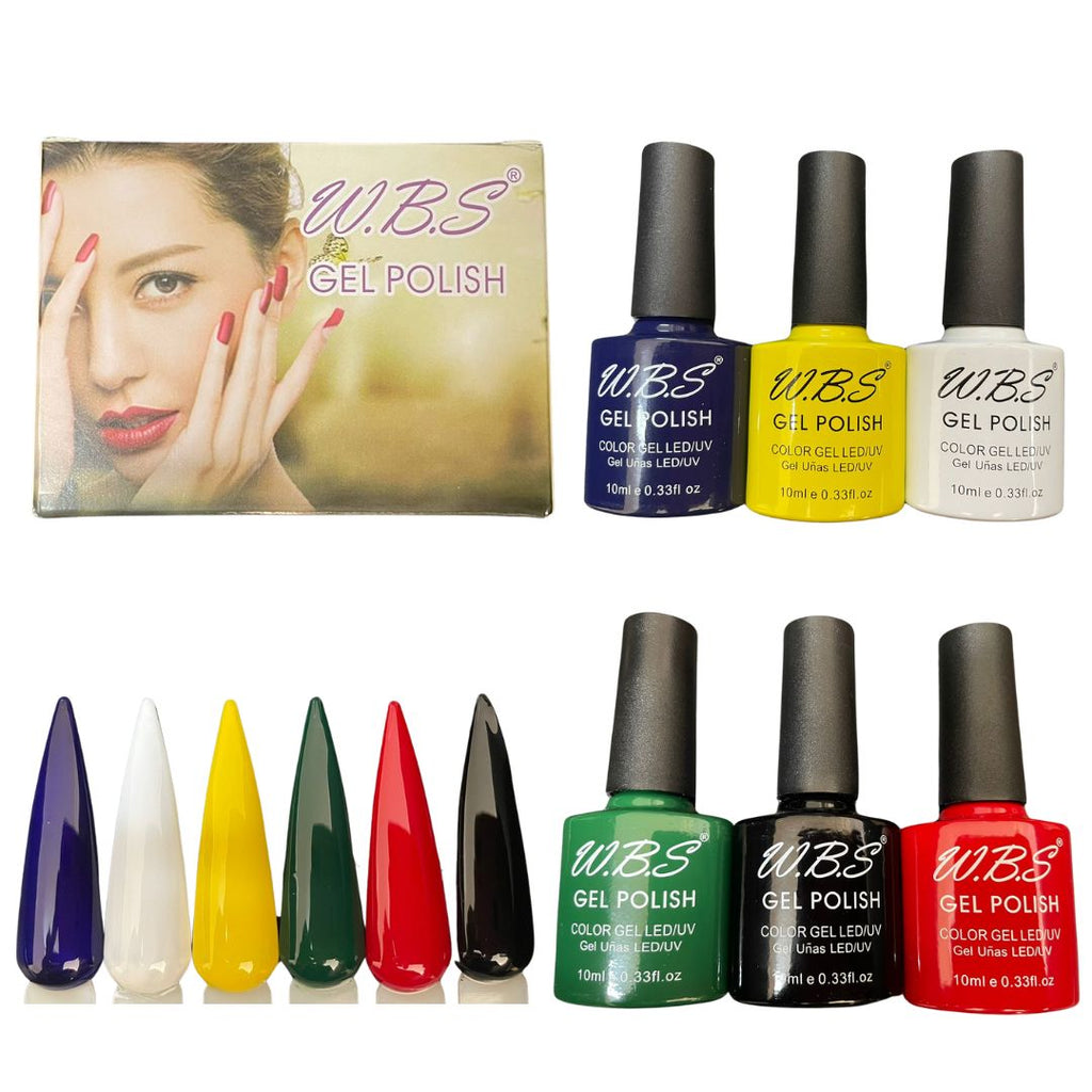 Gel Semipermanente Gamma G De 6 Piezas Marca WBS Para Uñas 10ml c/u