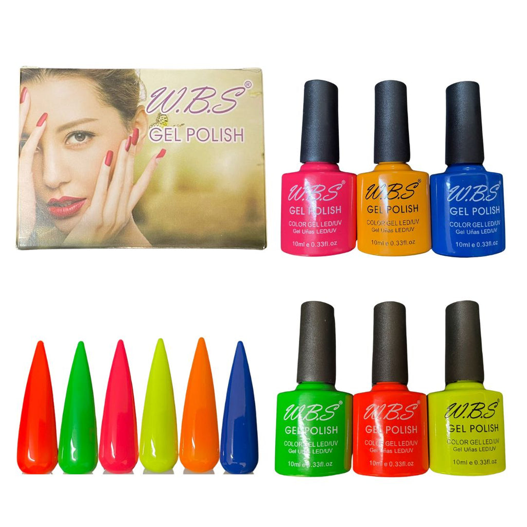 Gel Semipermanente Gamma I De 6 Piezas Marca WBS Para Uñas 10ml c/u