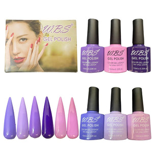 Gel Semipermanente Gama K De 6 Piezas Marca WBS Para Uñas 10ml c/u