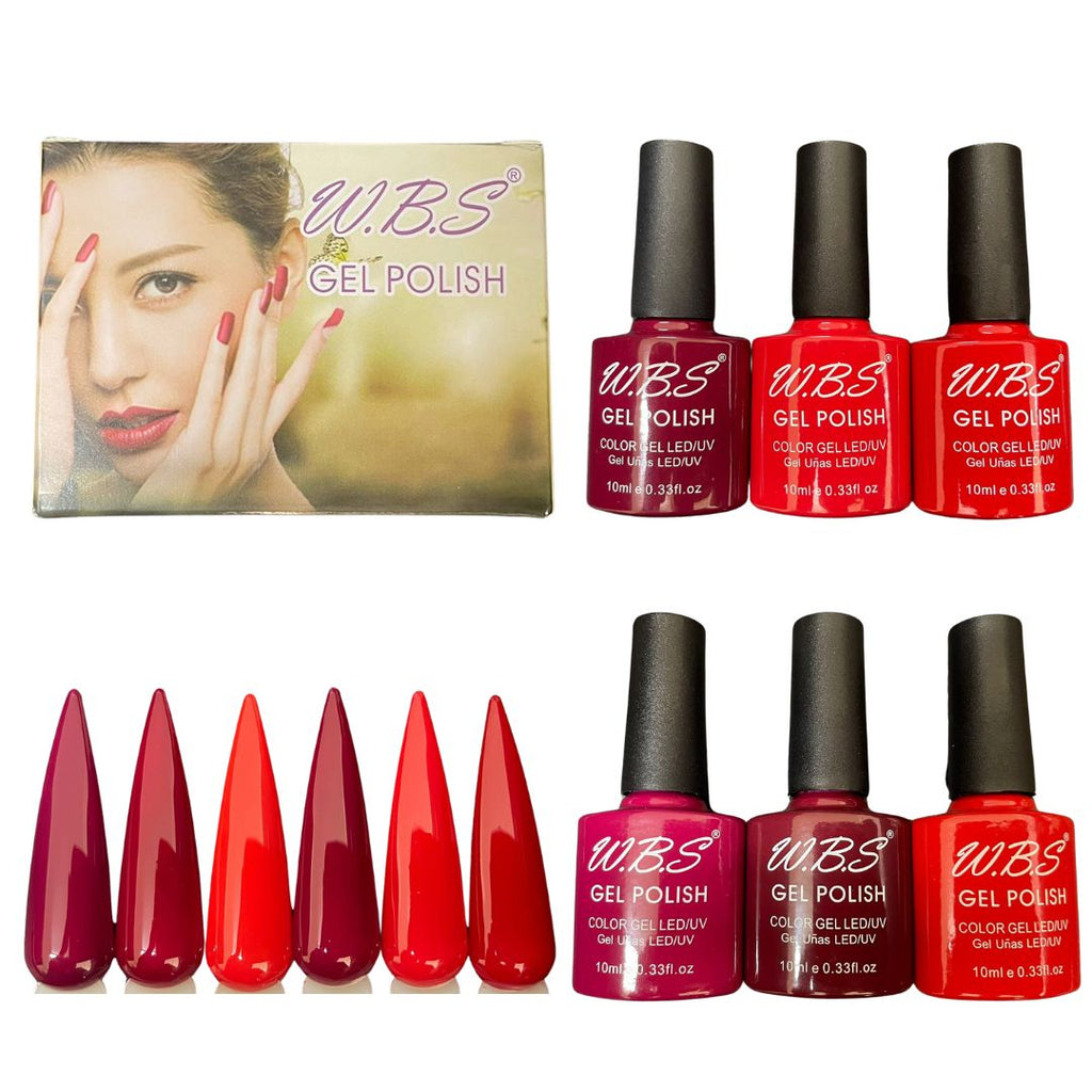 Gel Semipermanente Gamma V De 6 Piezas Marca WBS Para Uñas 10ml c/u