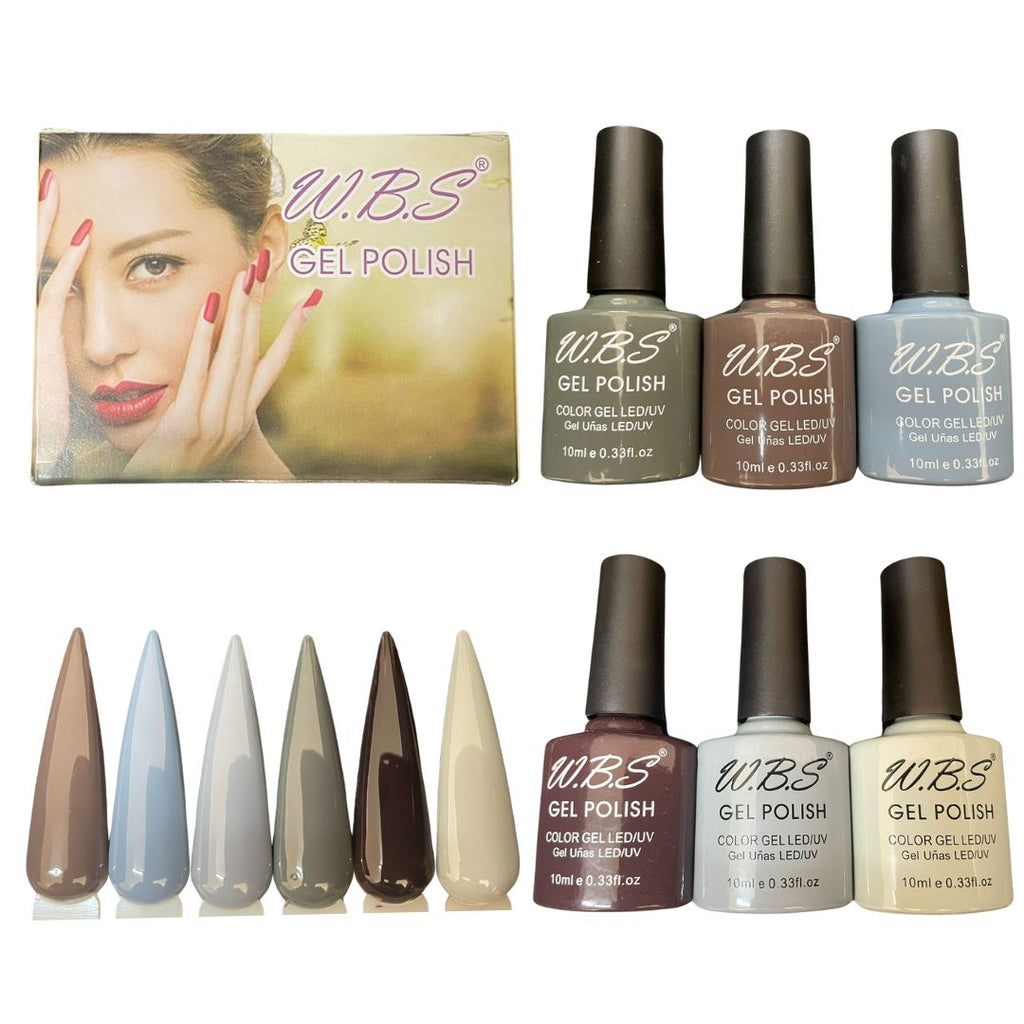 Gel Semipermanente Gamma X De 6 Piezas Marca WBS Para Uñas 10ml c/u