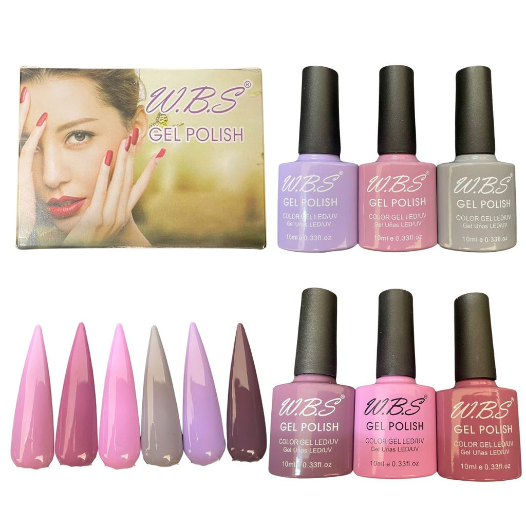 Gel Semipermanente Gamma Y De 6 Piezas Marca WBS Para Uñas 10ml c/u