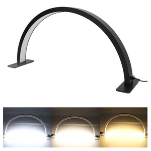 Lampara de Escritorio de Luz Led Media Luna (Arco) 3 tonos, Negra 72 cms