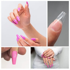 Tips para Soft Gel forma Coffin Caja con 550 piezas press on Manicure