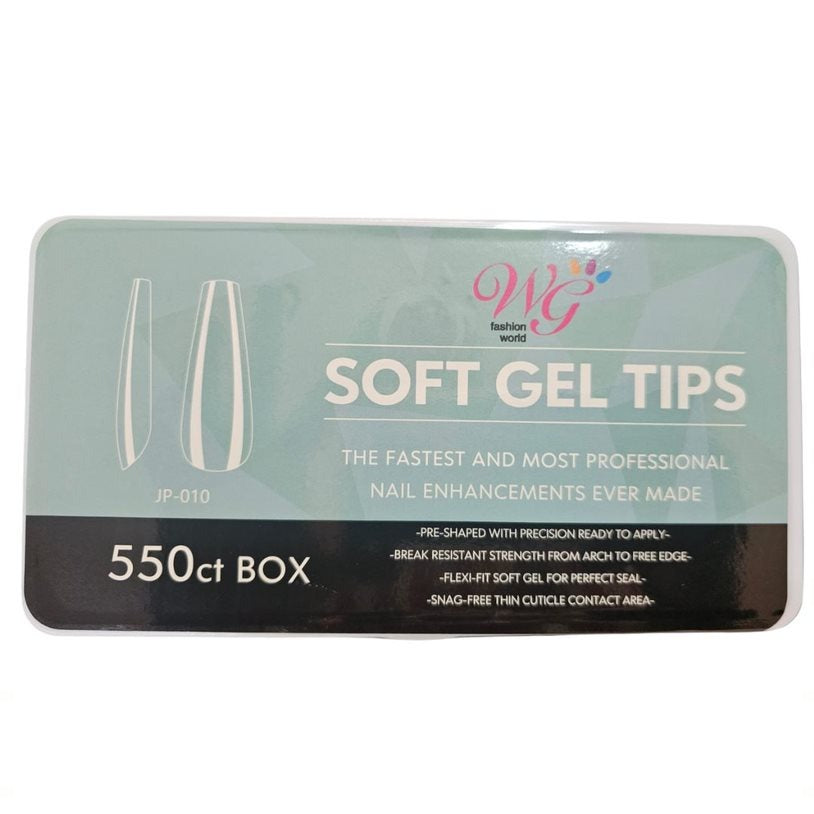 Tips para Soft Gel forma Coffin Caja con 550 piezas press on Manicure