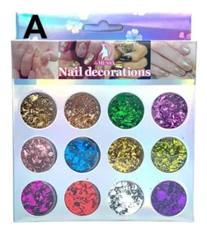 12 Efecto Laminado Flake A para Uñas Manicure Mussa