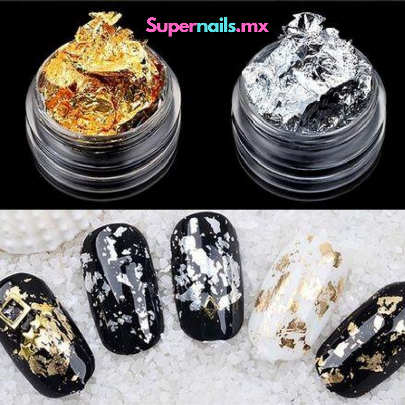 Decoración para uñas y maquillaje Evolution Glitter Flake Hojuelas c/8  piezas